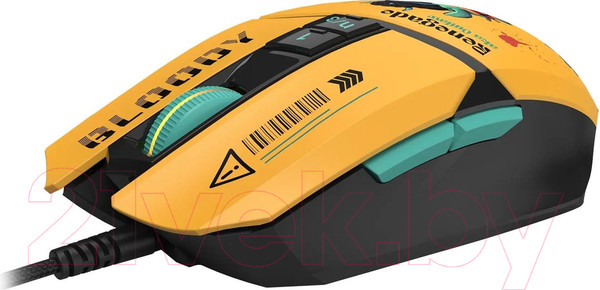 Изображение товара Мышь A4Tech Bloody W63 Max Renegade (желтый/рисунок)