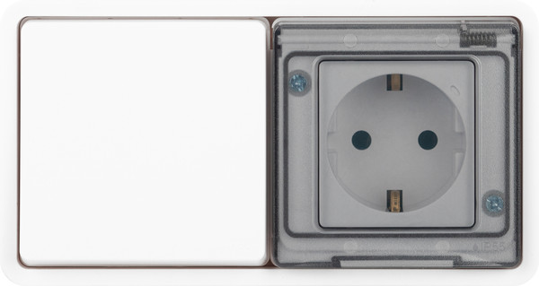 Изображение товара Блок выключатель+розетка ЭРА Эксперт 11-7521-01 / Б0063261 (белый)