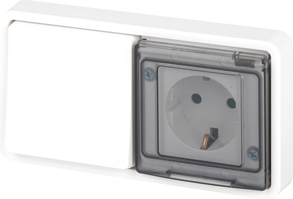 Изображение товара Блок выключатель+розетка ЭРА Эксперт 11-7521-01 / Б0063261 (белый)