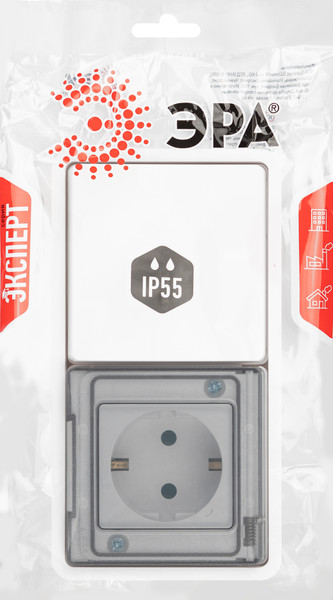 Изображение товара Блок выключатель+розетка ЭРА Эксперт 11-7521-01 / Б0063261 (белый)