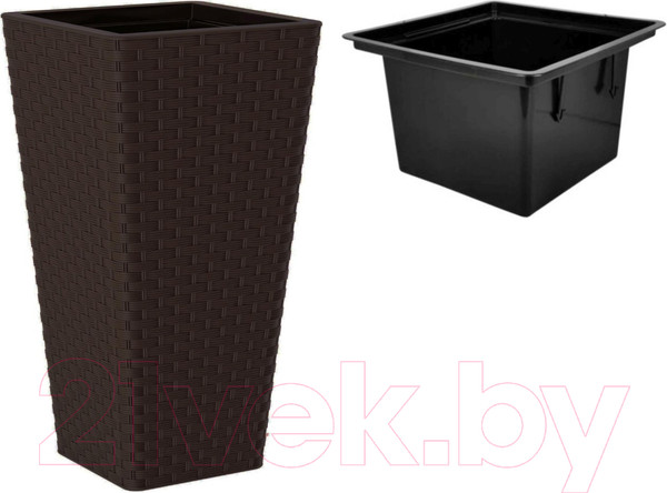 Изображение товара Кашпо Formplastic Rattana Slim / FP-3890-070 (темно-коричневый)
