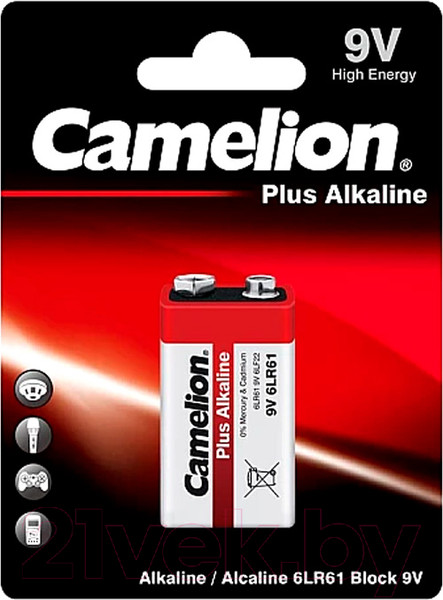 Изображение товара Батарейка Camelion 6LR61-BP1 12/192/9600