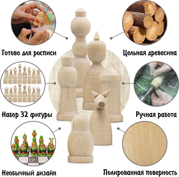 Изображение товара Набор заготовок для творчества Брестская Фабрика Сувениров Шахматные фигуры / ch_blank_bfs