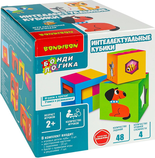Изображение товара Развивающий игровой набор Bondibon Интеллектуальные кубики / ВВ6247