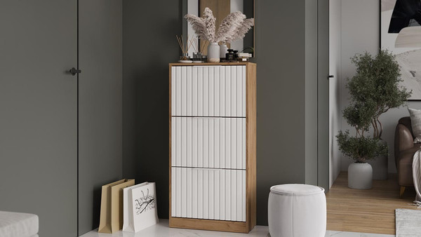 Изображение товара Тумба для обуви ТриЯ Хилтон (дуб крафт золотой/белый матовый)