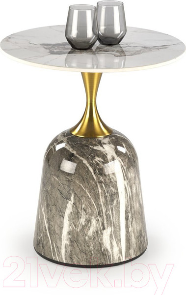 Изображение товара Журнальный столик Halmar Rosa (белый мрамор/серый мрамор/золото)