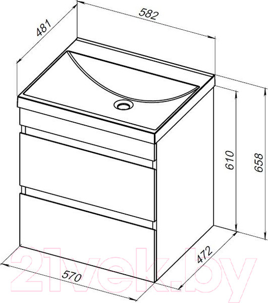 Изображение товара Тумба под умывальник Aquanet Нота new 50 / 334202 (дуб холден)