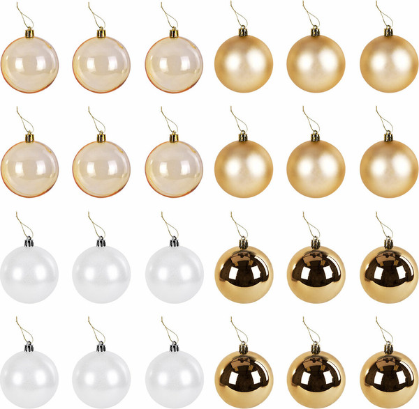 Изображение товара Набор шаров новогодних Золотая сказка Eden Colors / 591976 (24шт, золотистый/жемчужный)