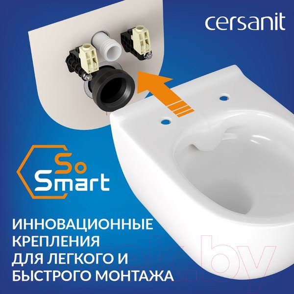 Изображение товара Унитаз подвесной с инсталляцией Cersanit Brasko Smart CO DPL EO Slim + Vector / 68304 (c кнопкой Estetica белый)