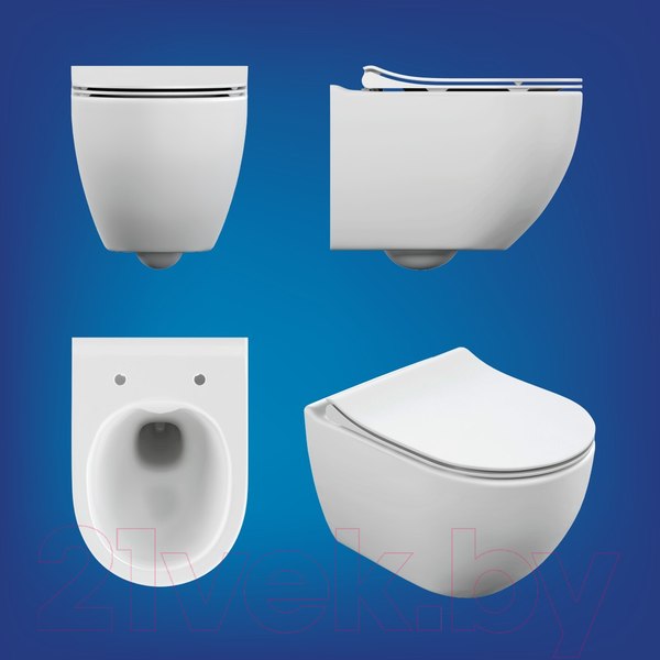 Изображение товара Унитаз подвесной с инсталляцией Cersanit Brasko Smart CO DPL EO Slim + Vector / 68304 (c кнопкой Estetica белый)