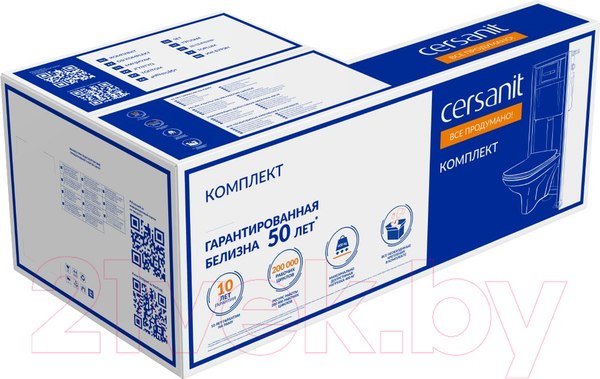 Изображение товара Унитаз подвесной с инсталляцией Cersanit Brasko Smart CO DPL EO Slim + Vector / 68304 (c кнопкой Estetica белый)