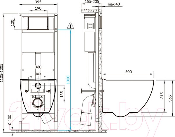 Изображение товара Унитаз подвесной с инсталляцией Cersanit Brasko Smart CO DPL EO Slim + Vector / 68304 (c кнопкой Estetica белый)