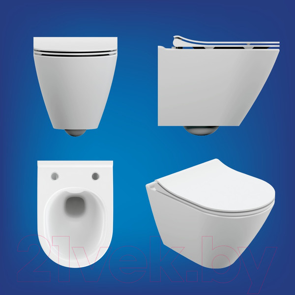 Изображение товара Унитаз подвесной с инсталляцией Cersanit City Smart CO DPL EO Slim + Link PRO / 68306 (с кнопкой Twins хром глянцевый)