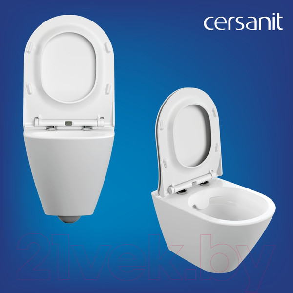 Изображение товара Унитаз подвесной с инсталляцией Cersanit City Smart CO DPL EO Slim + Link PRO / 68306 (с кнопкой Twins хром глянцевый)