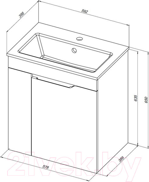 Изображение товара Тумба под умывальник Aquanet Практика 60 / 330453 (белый матовый)