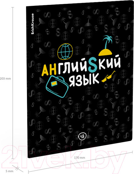 Изображение товара Тетрадь предметная Erich Krause Inscription Английский язык / 60668 (48л, клетка)