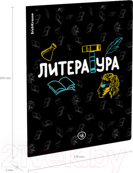 Изображение товара Тетрадь предметная Erich Krause Inscription Литература / 60659 (48л, линейка)