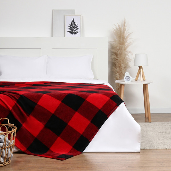 Изображение товара Плед Этель Клетка черно-красная 180x200 / 10359415