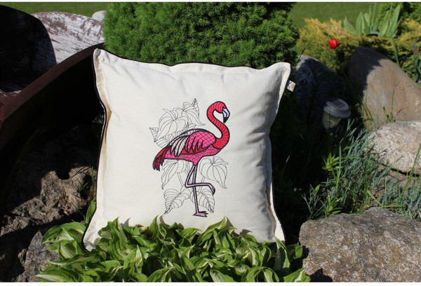 Изображение товара Подушка декоративная MATEX Фламинго / 29-113 (белый/розовый)