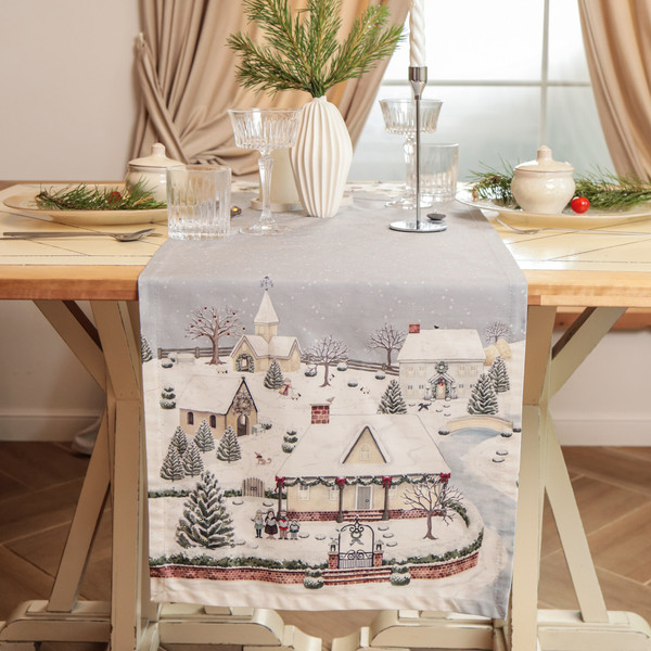Изображение товара Дорожка на стол Этель Зимняя деревня 40x149 / 10658935