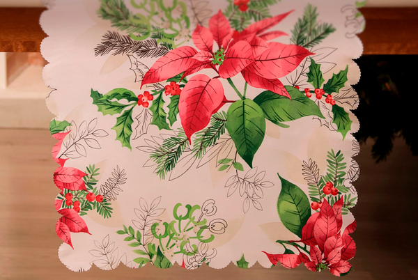 Изображение товара Дорожка на стол Доляна Рождественский букет 40x145 / 10643135