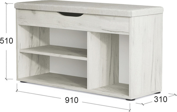 Изображение товара Тумба в прихожую Артём-Мебель Норд СН 122.08 (дуб крафт белый)