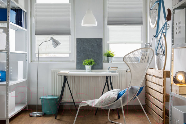 Изображение товара Штора-плиссе Delfa Basic Blo СПШ-37102/3504 Plain Transparent (34x160, белый/белый)