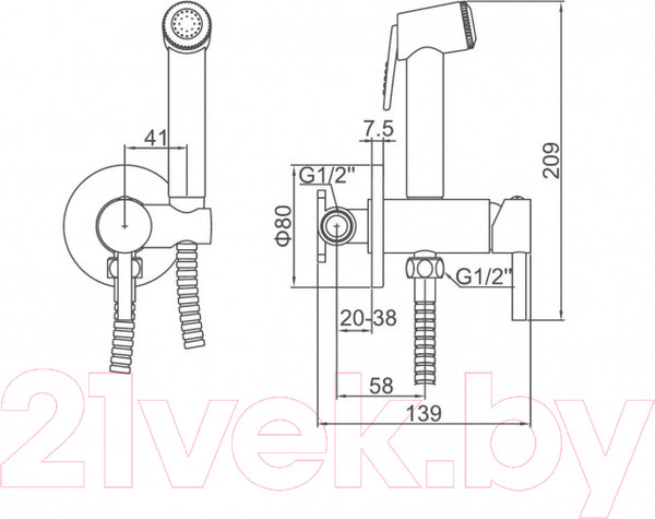 Изображение товара Гигиенический душ со смесителем Ledeme L5398B-2