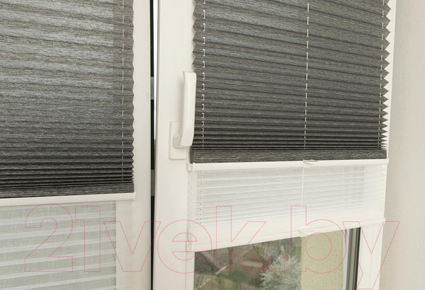 Изображение товара Штора-плиссе Delfa Walnut СПШ-3401/3504 Plain Transparent (34x160, антрацит/белый)