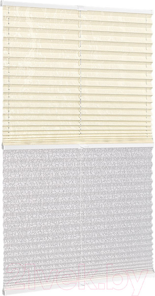 Изображение товара Штора-плиссе Delfa Mirror СПШ-3901/3504 Plain Transparent (48x160, кремовый/белый)