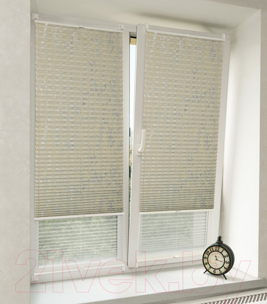 Изображение товара Штора-плиссе Delfa Mirror СПШ-3903/3504 Plain Transparent (43x160, серый/белый)