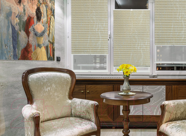 Изображение товара Штора-плиссе Delfa Mirror СПШ-3903/3504 Plain Transparent (43x160, серый/белый)