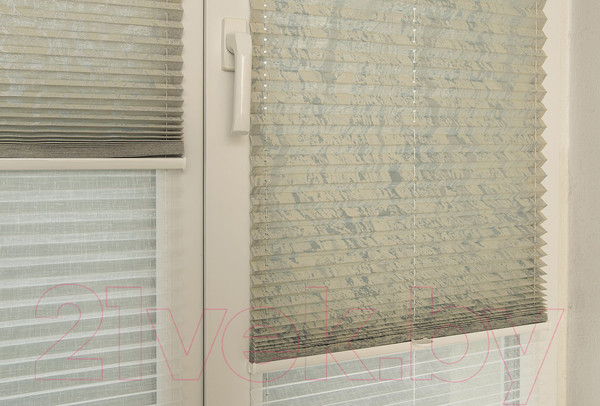 Изображение товара Штора-плиссе Delfa Mirror СПШ-3903/3504 Plain Transparent (48x160, серый/белый)