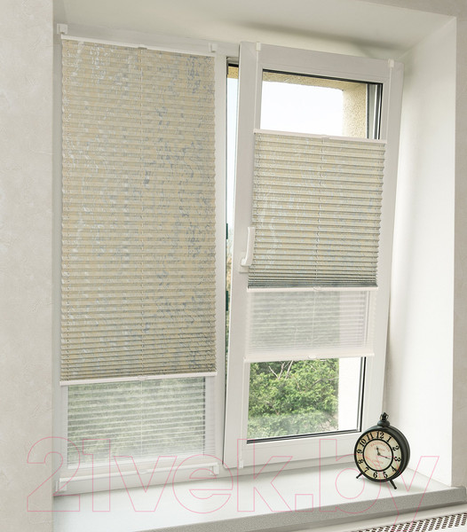 Изображение товара Штора-плиссе Delfa Mirror СПШ-3903/3504 Plain Transparent (52x160, серый/белый)