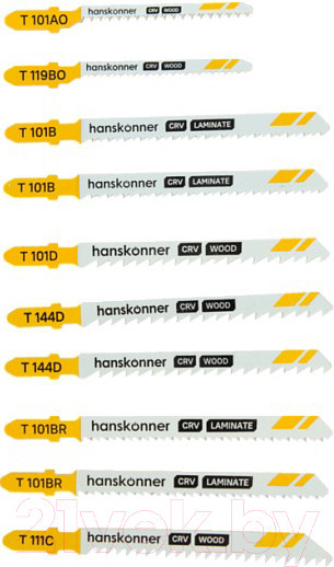Изображение товара Набор полотен для лобзика Hanskonner H10-WOODSET1 (10шт)