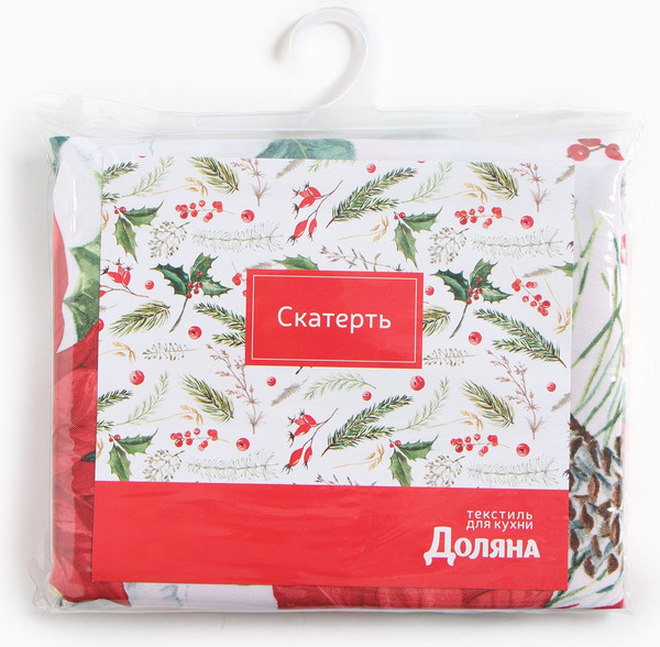 Изображение товара Скатерть Доляна Рождественские цветы 145x300 / 9580624