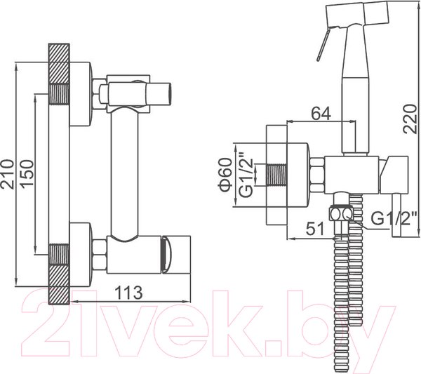 Изображение товара Гигиенический душ со смесителем Ledeme L75398-6
