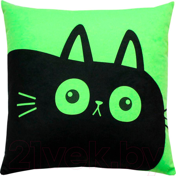 Изображение товара Подушка декоративная MATEX Meow. Chubby / 62-110 (салатовый/черный)
