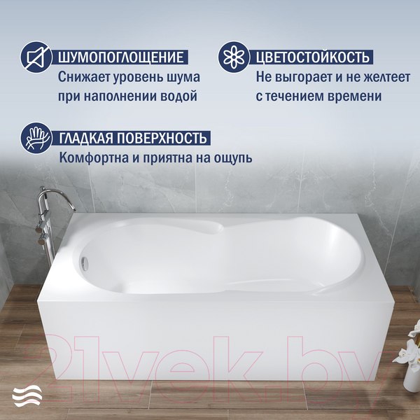 Изображение товара Ванна акриловая Lauter Celeste 160x70 / 21060060 (с ножками, лицевым и торцевым экранами)