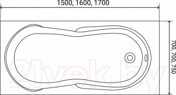 Изображение товара Ванна акриловая Lauter Celeste 170x75 / 21060075 (с ножками, лицевым и торцевым экранами)