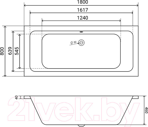 Изображение товара Ванна акриловая Lauter Olympia 180x80 / 21100080 (с ножками)
