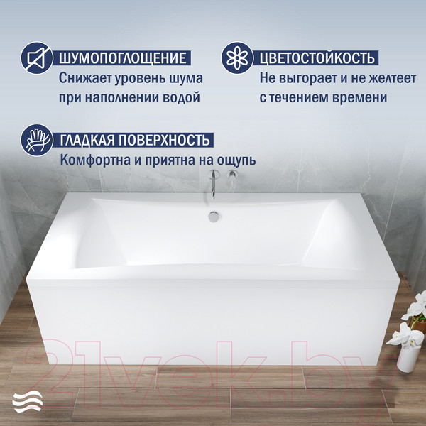 Изображение товара Ванна акриловая Lauter Belgravia 180x80 / 21110180 (с ножками, лицевым и торцевым экранами)
