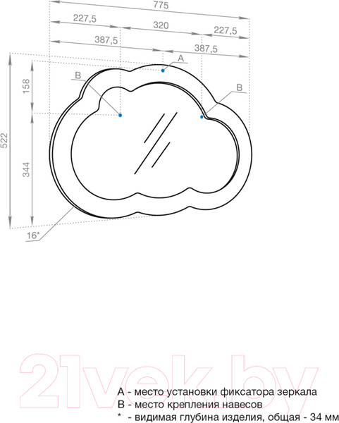 Изображение товара Зеркало Акватон Каспер Облако (1A283602CRE20)