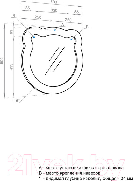 Изображение товара Зеркало Акватон Каспер Мишка (1A283502CR1E0)