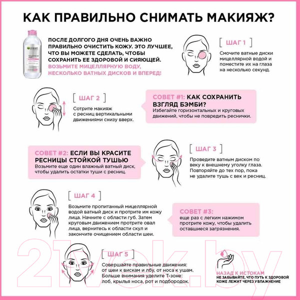 Изображение товара Мицеллярная вода Garnier Розовая очищение+сияние (2х400мл)