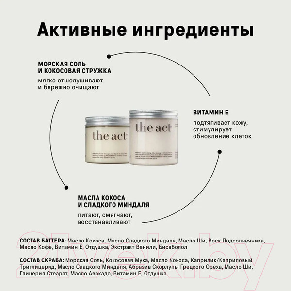 Изображение товара Набор косметики для тела The Act Скраб Кокос 300г + Масло Кокос 200мл