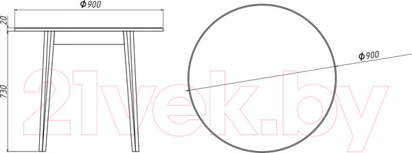 Изображение товара Обеденный стол Белдревизделие Гаспар 90x90x75 дубовый (белый/Р 43)