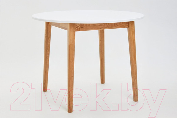 Изображение товара Обеденный стол Белдревизделие Гаспар 100x100x75 дубовый (белый/Р 43)
