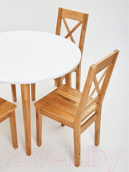 Изображение товара Обеденный стол Белдревизделие Гаспар 100x100x75 дубовый (белый/Р 43)