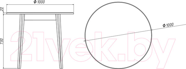 Изображение товара Обеденный стол Белдревизделие Гаспар 100x100x75 дубовый (белый/Р 43)